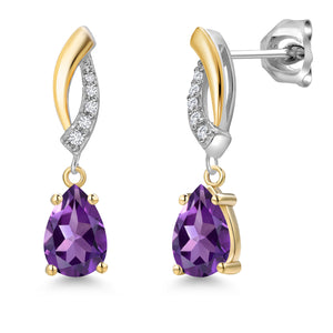 Amethyst - February_Earrings in 925 Sterling Silver and 10K Yellow Gold
