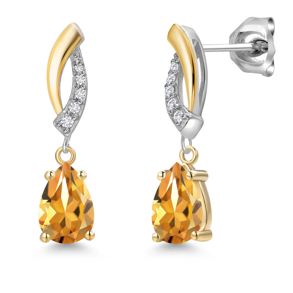 Citrine - November_Earrings in 925 Sterling Silver and 10K Yellow Gold