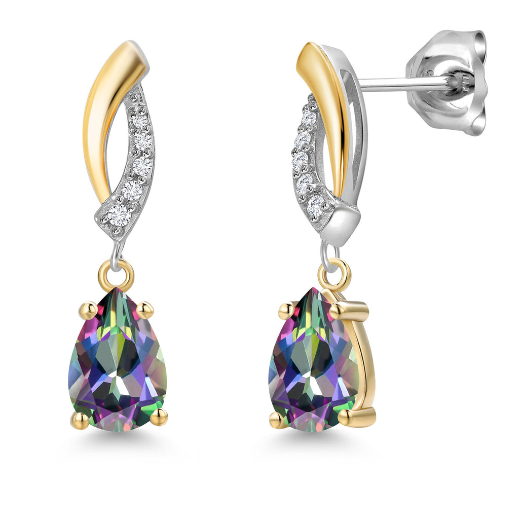 Green Mystic Topaz_Earrings in 925 Sterling Silver and 10K Yellow Gold