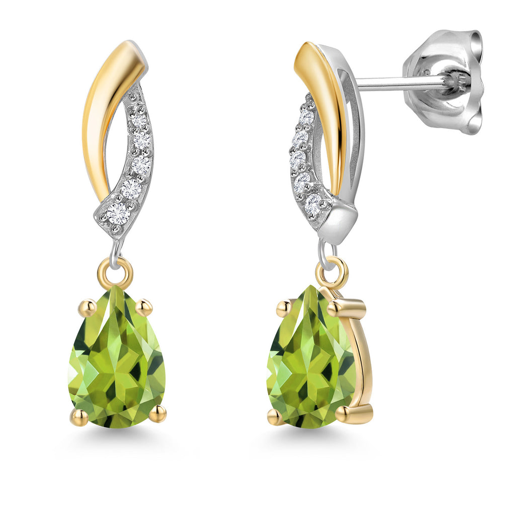 Peridot - August_Earrings in 925 Sterling Silver and 10K Yellow Gold