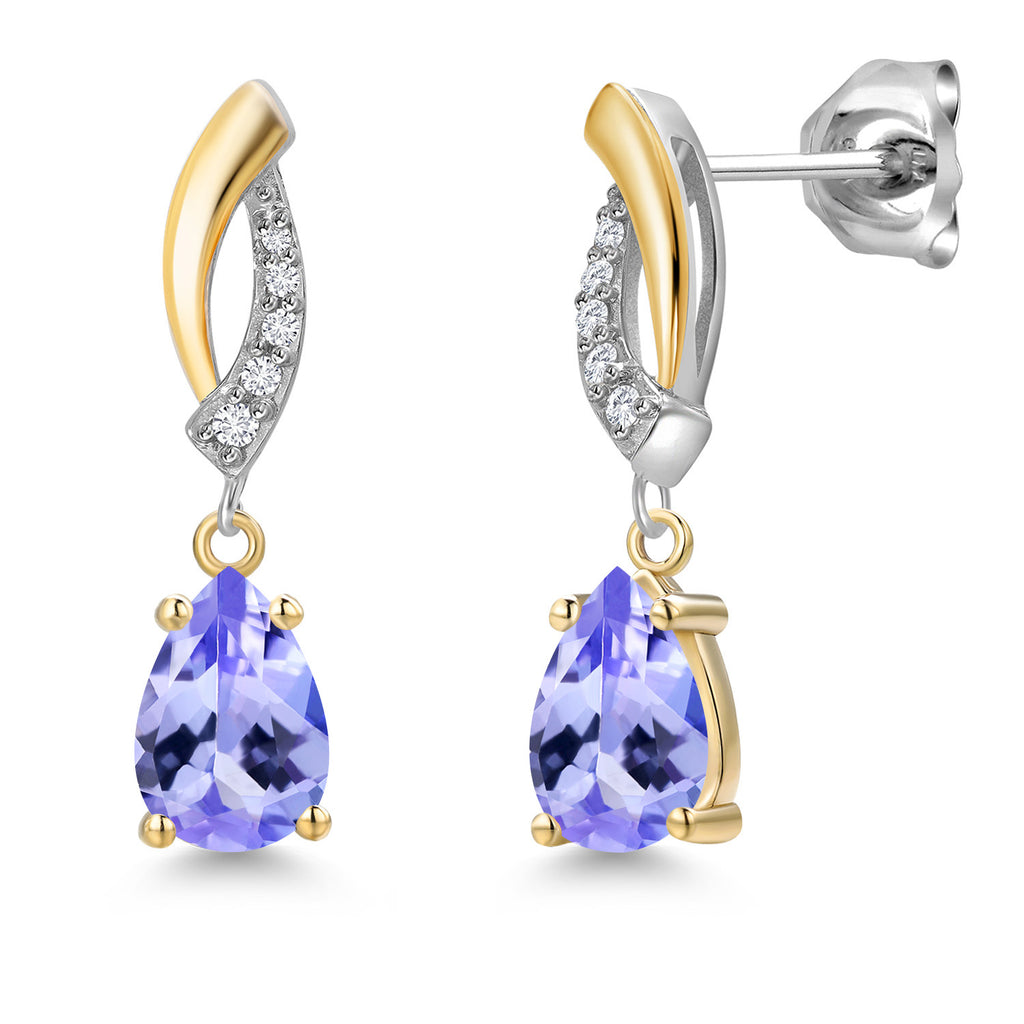 Tanzanite - December_Earrings in 925 Sterling Silver and 10K Yellow Gold