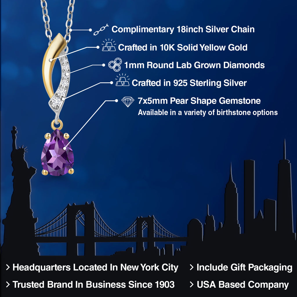 Amethyst - February_Pendant in 925 Sterling Silver and 10K Yellow Gold