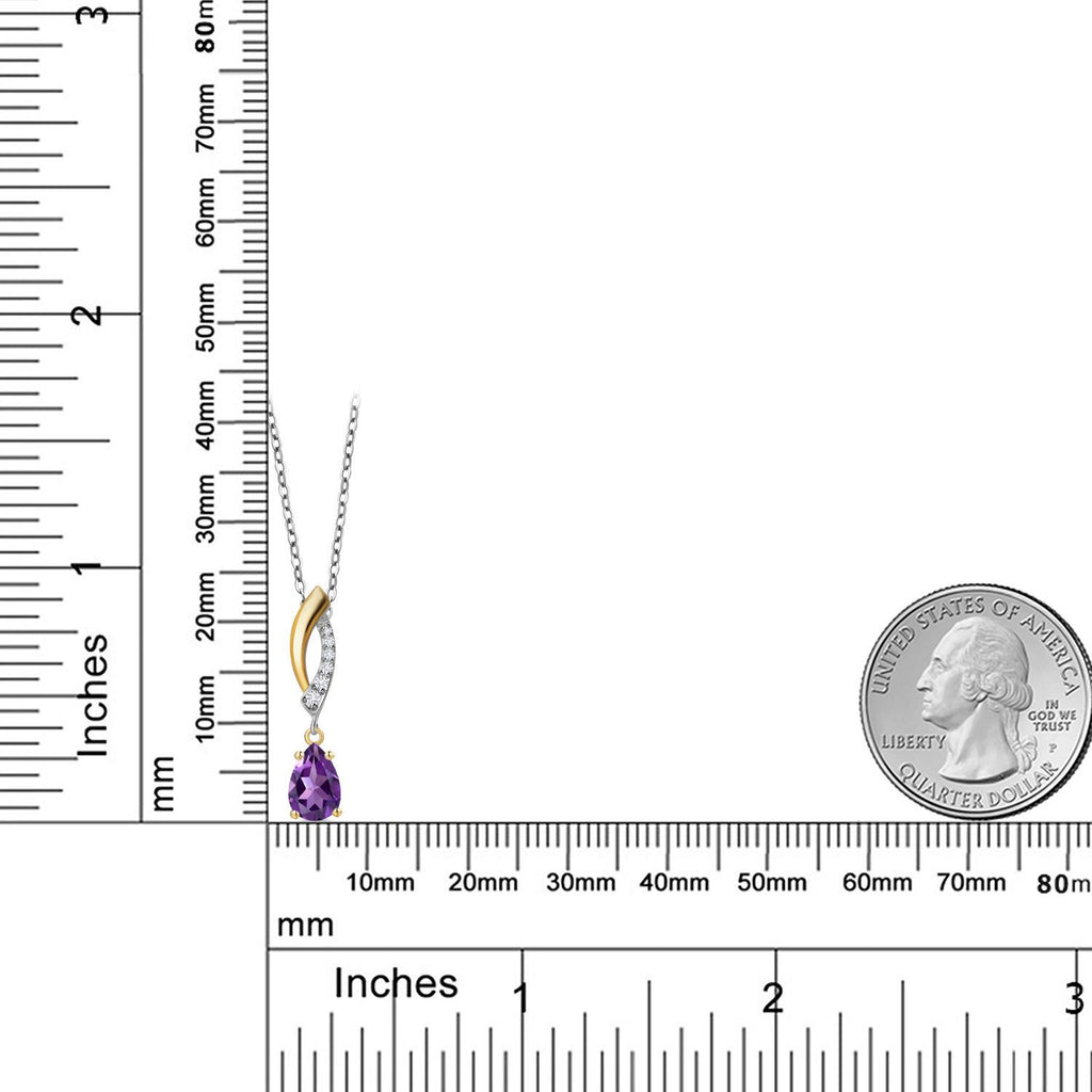 Amethyst - February_Pendant in 925 Sterling Silver and 10K Yellow Gold