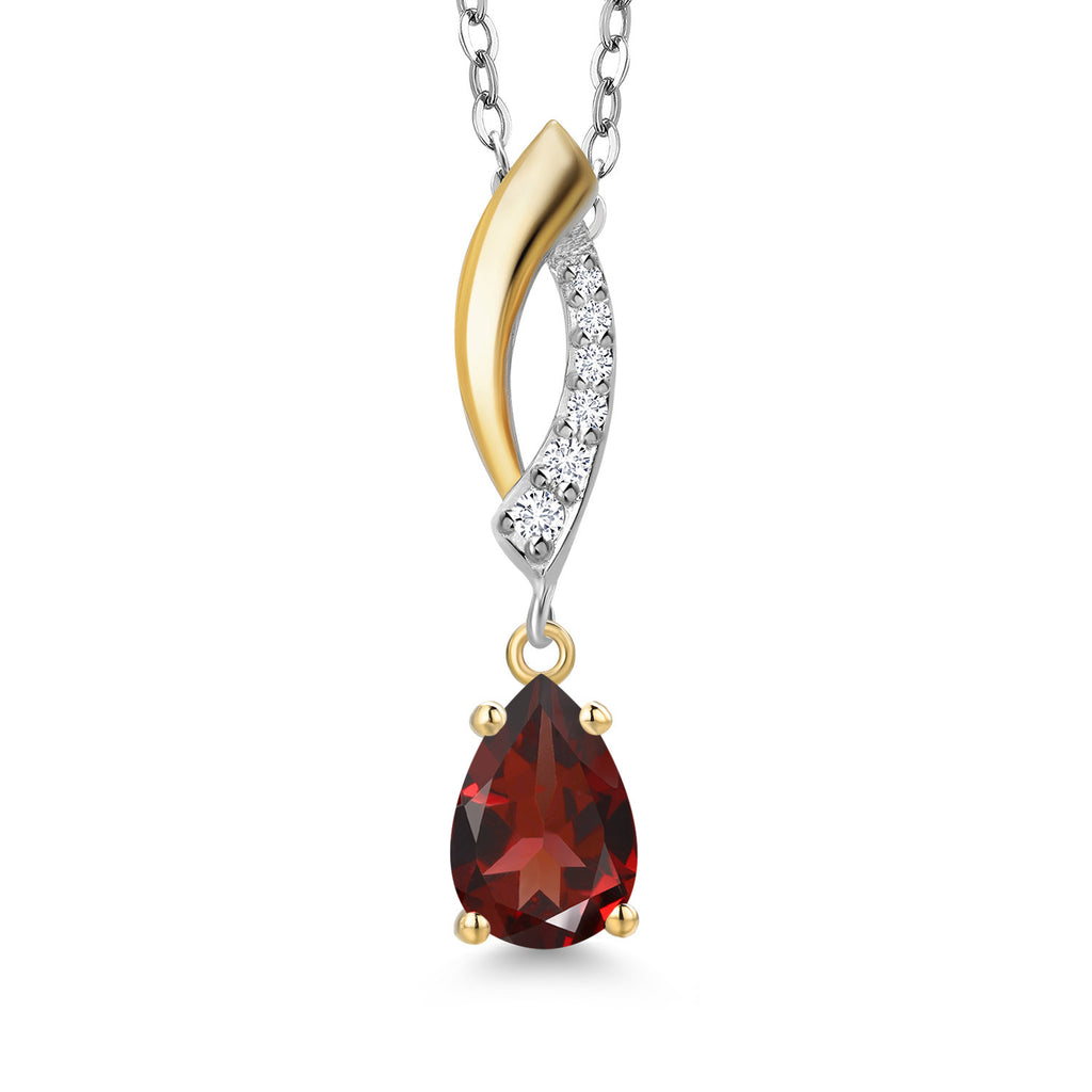 Garnet - January_Pendant in 925 Sterling Silver and 10K Yellow Gold