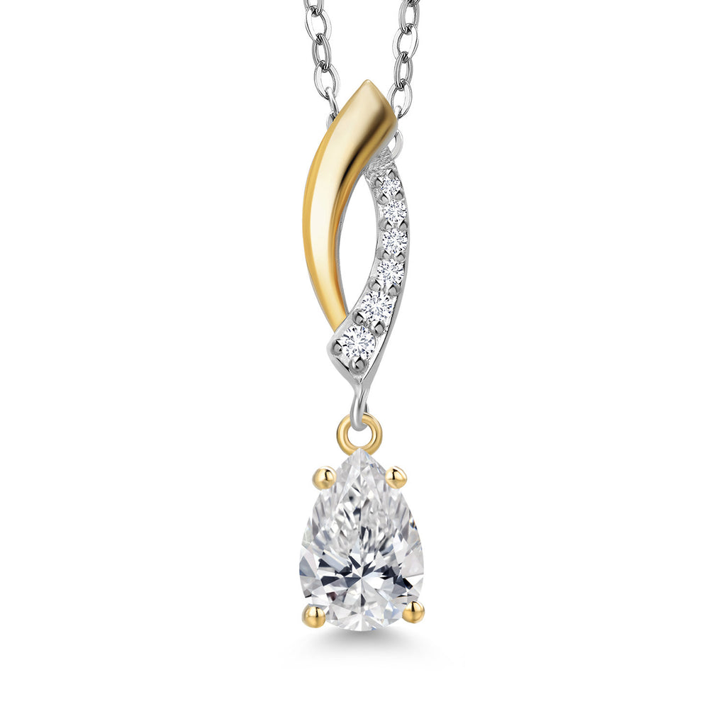 White Lab Grown Diamond - April_Pendant in 925 Sterling Silver and 10K Yellow Gold
