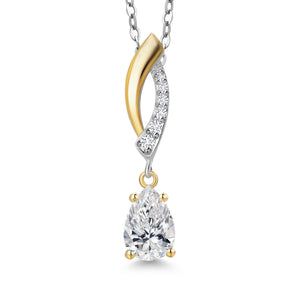 White Lab Grown Diamond - April_Pendant in 925 Sterling Silver and 10K Yellow Gold