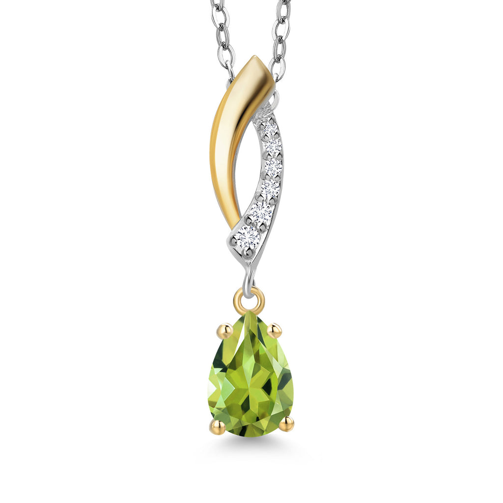 Peridot - August_Pendant in 925 Sterling Silver and 10K Yellow Gold