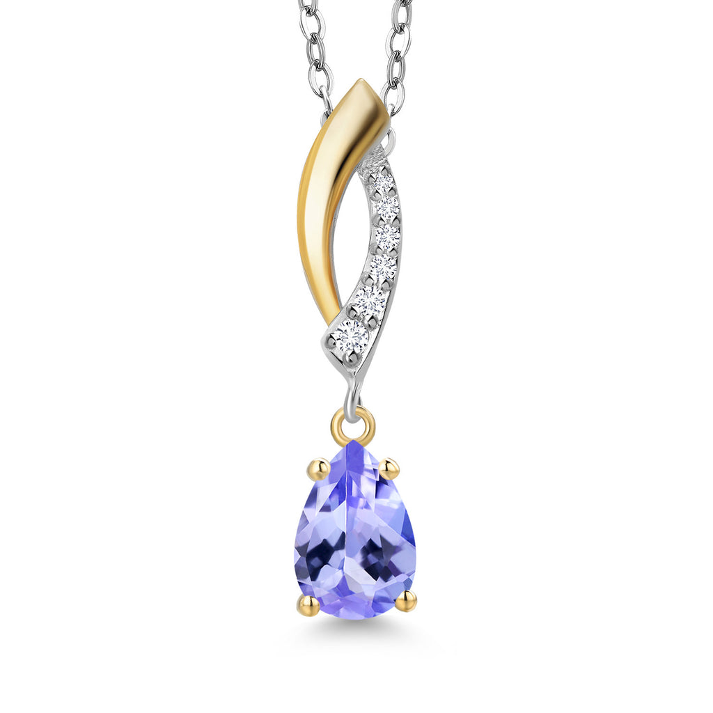 Tanzanite - December_Pendant in 925 Sterling Silver and 10K Yellow Gold