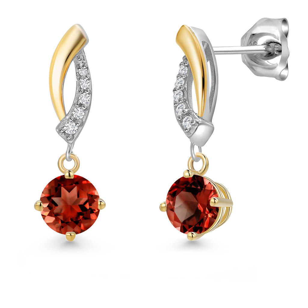 Garnet - January_Earrings in 925 Sterling Silver and 10K Yellow Gold
