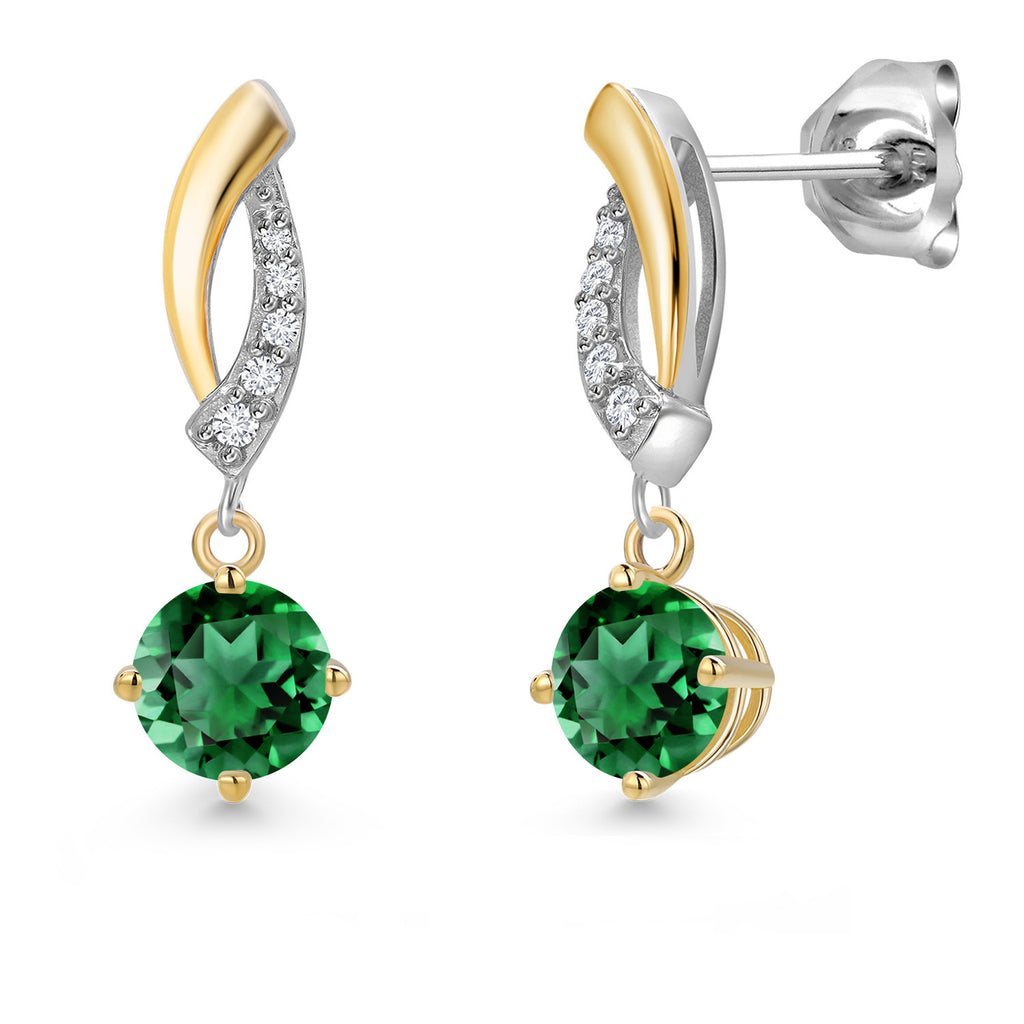 Nano Emerald - May_Earrings in 925 Sterling Silver and 10K Yellow Gold