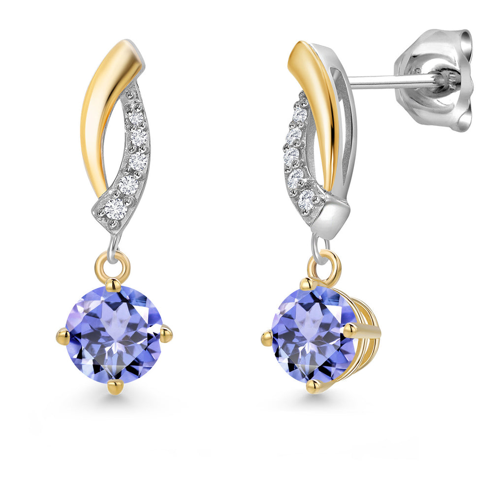 Tanzanite - December_Earrings in 925 Sterling Silver and 10K Yellow Gold
