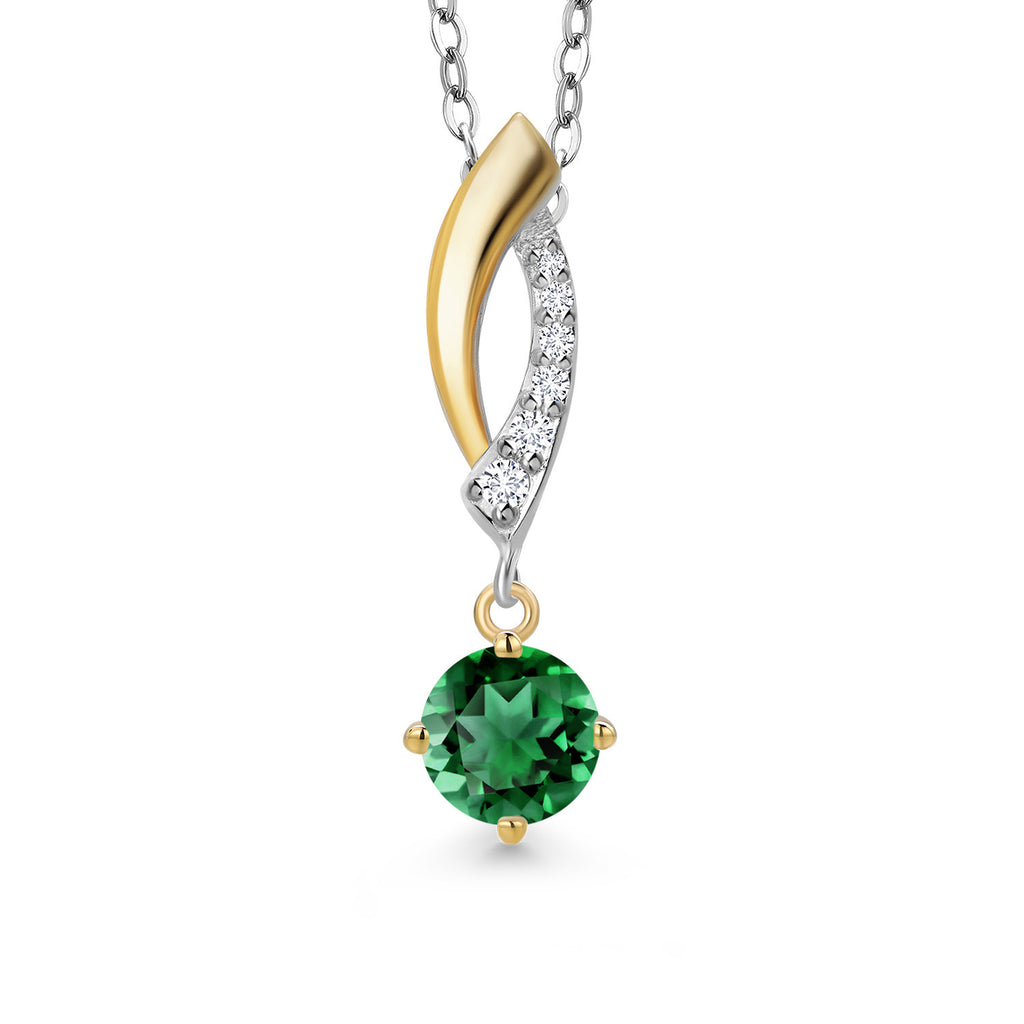 Nano Emerald - May_Pendant in 925 Sterling Silver and 10K Yellow Gold