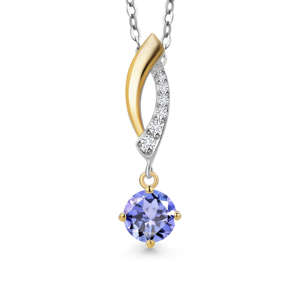 Tanzanite - December_Pendant in 925 Sterling Silver and 10K Yellow Gold