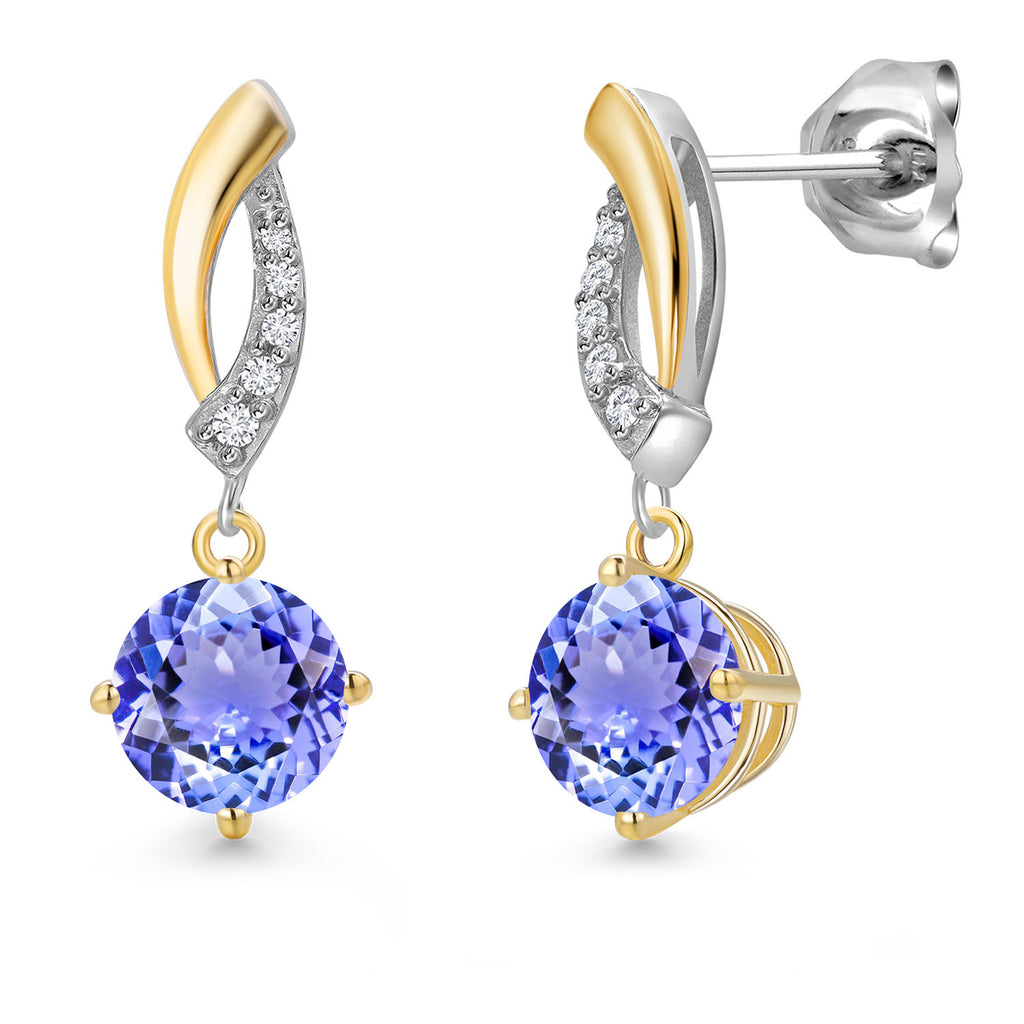 Tanzanite - December_Earrings in 925 Sterling Silver and 10K Yellow Gold