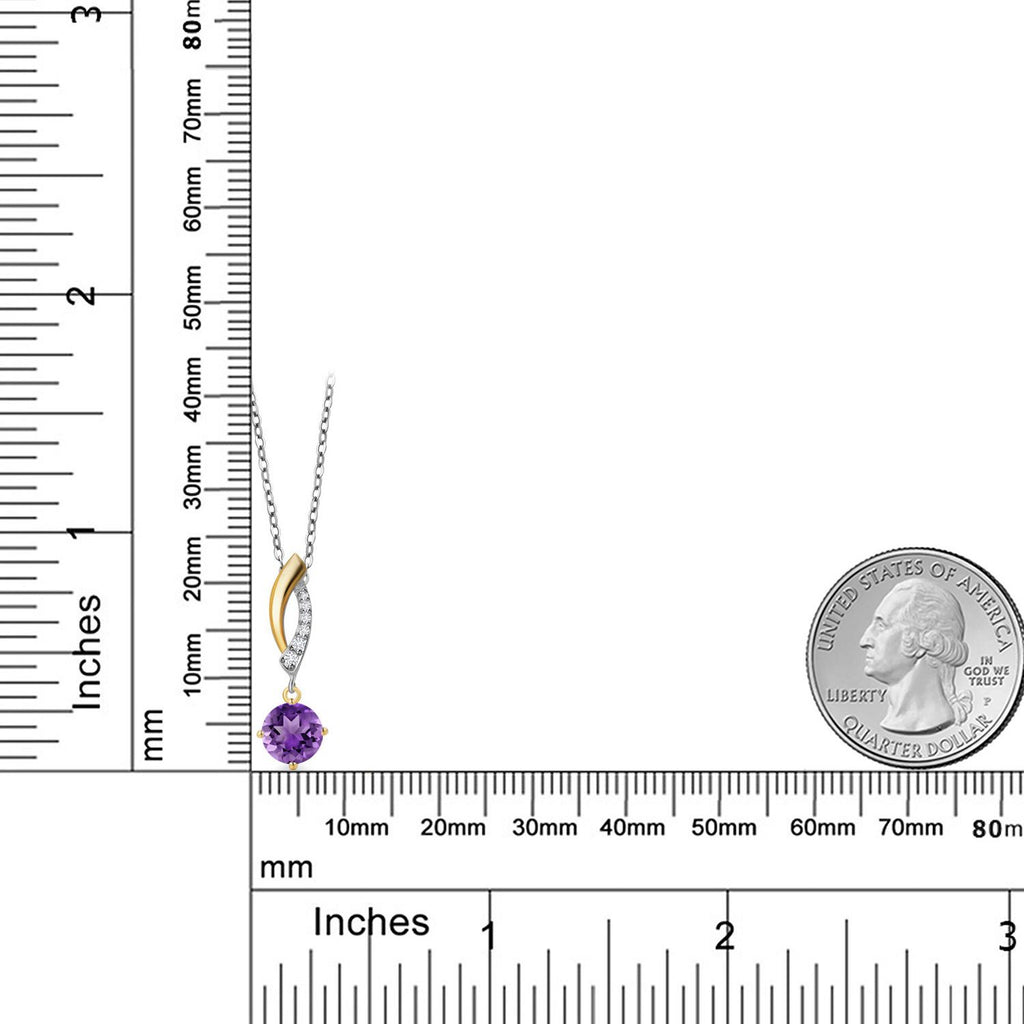 Amethyst - February_Pendant in 925 Sterling Silver and 10K Yellow Gold