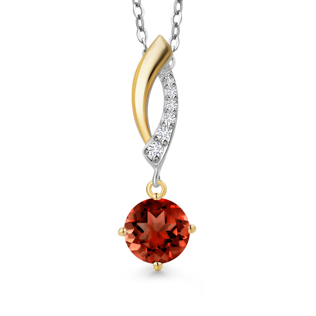 Garnet - January_Pendant in 925 Sterling Silver and 10K Yellow Gold