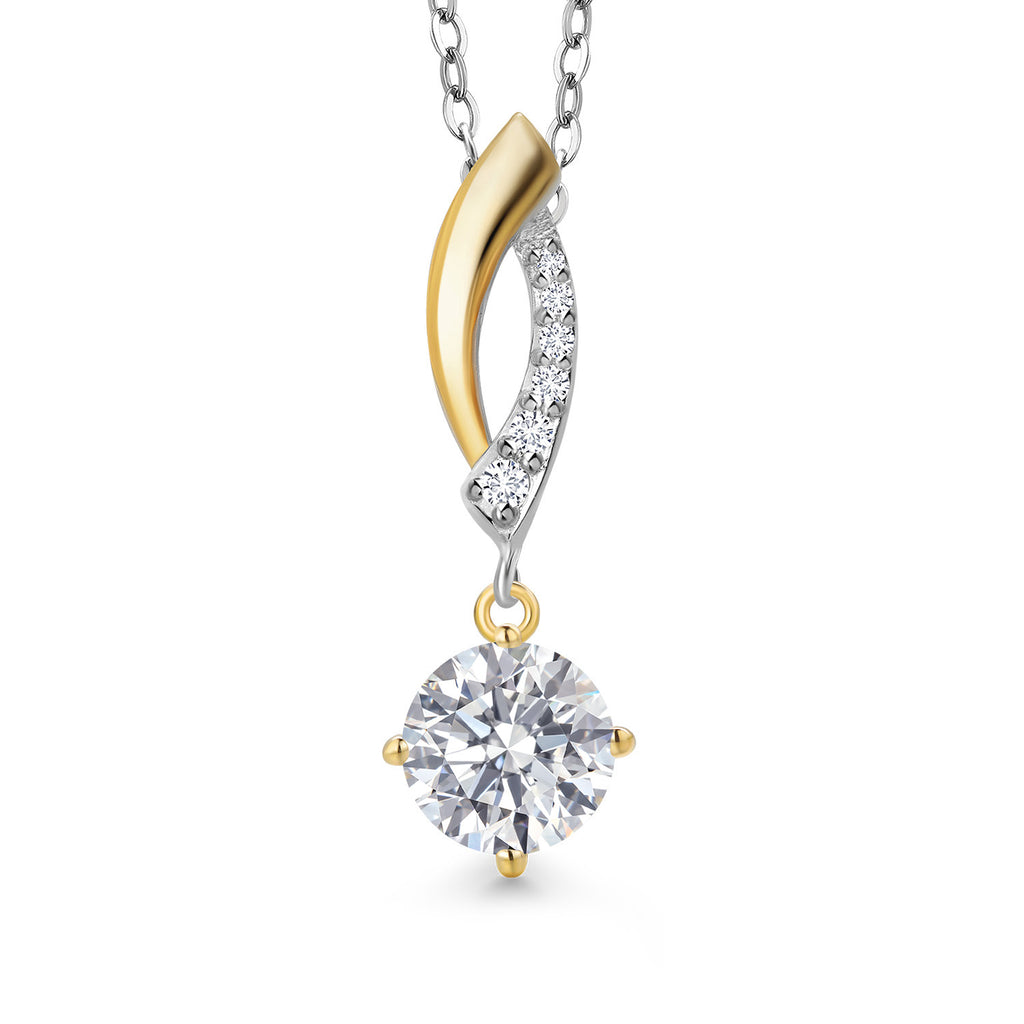 White Lab Grown Diamond - April_Pendant in 925 Sterling Silver and 10K Yellow Gold