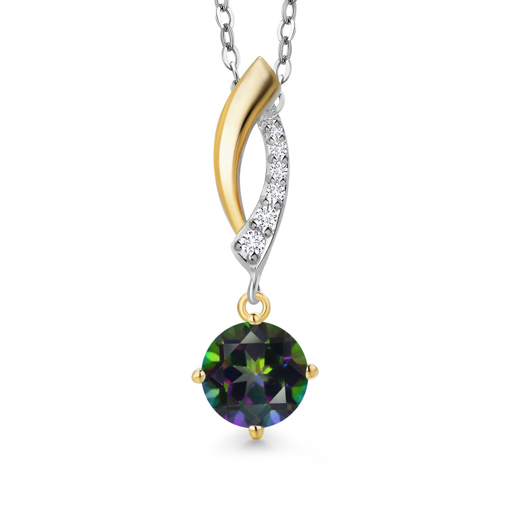 Green Mystic Topaz_Pendant in 925 Sterling Silver and 10K Yellow Gold