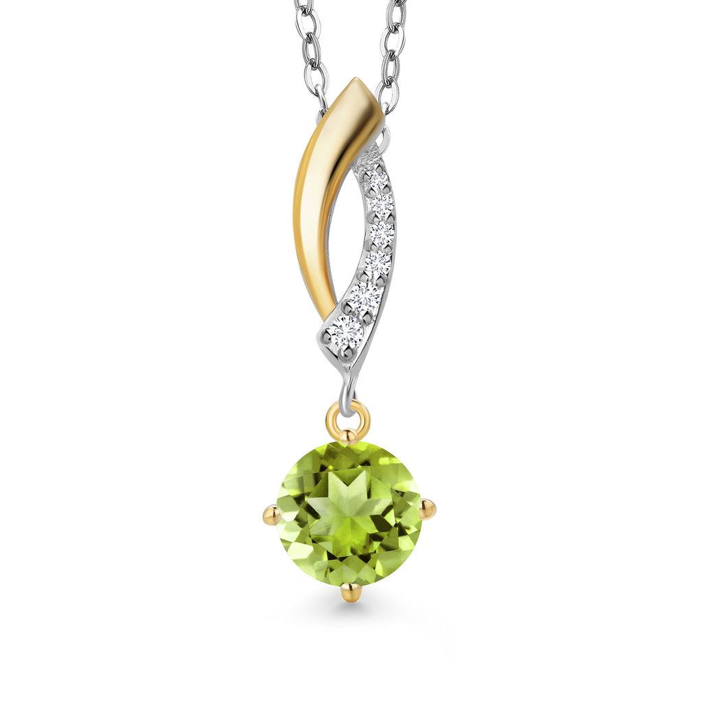 Peridot - August_Pendant in 925 Sterling Silver and 10K Yellow Gold
