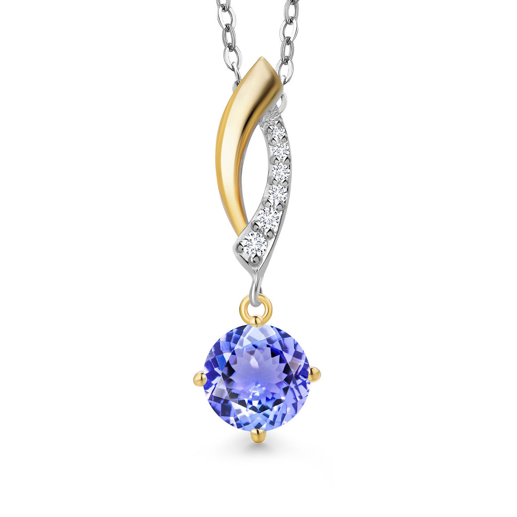 Tanzanite - December_Pendant in 925 Sterling Silver and 10K Yellow Gold