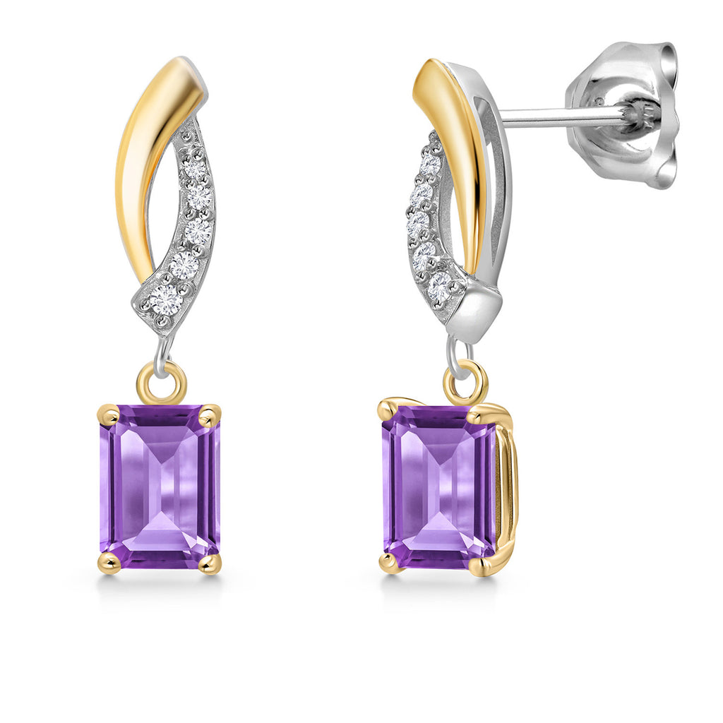 Amethyst - February_Earrings in 925 Sterling Silver and 10K Yellow Gold