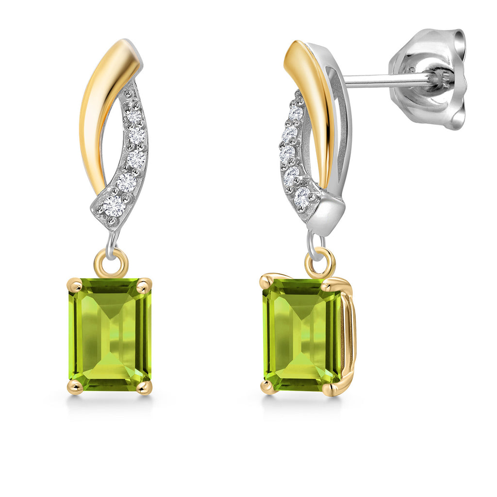 Peridot - August_Earrings in 925 Sterling Silver and 10K Yellow Gold