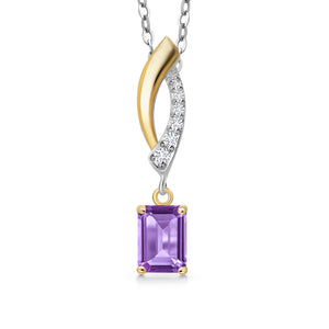 Amethyst - February_Pendant in 925 Sterling Silver and 10K Yellow Gold