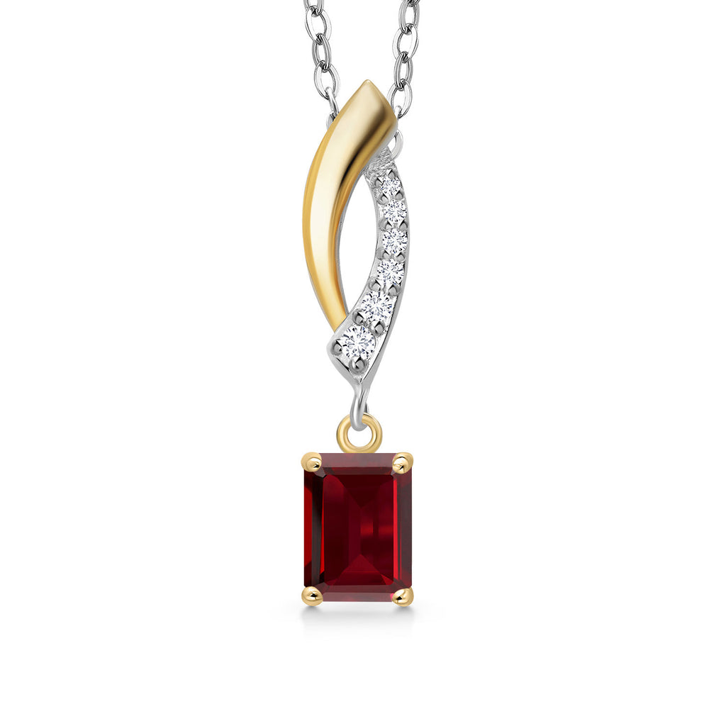 Garnet - January_Pendant in 925 Sterling Silver and 10K Yellow Gold