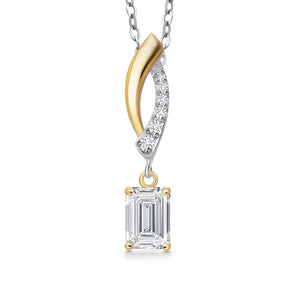 White Lab Grown Diamond - April_Pendant in 925 Sterling Silver and 10K Yellow Gold