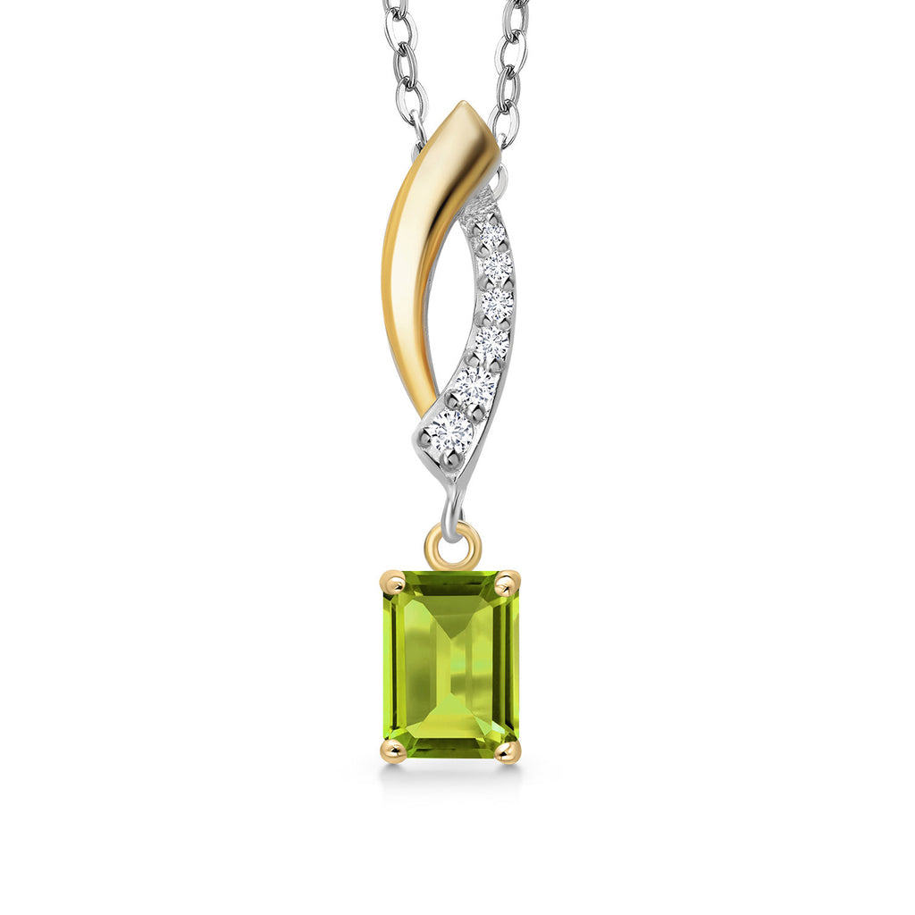 Peridot - August_Pendant in 925 Sterling Silver and 10K Yellow Gold