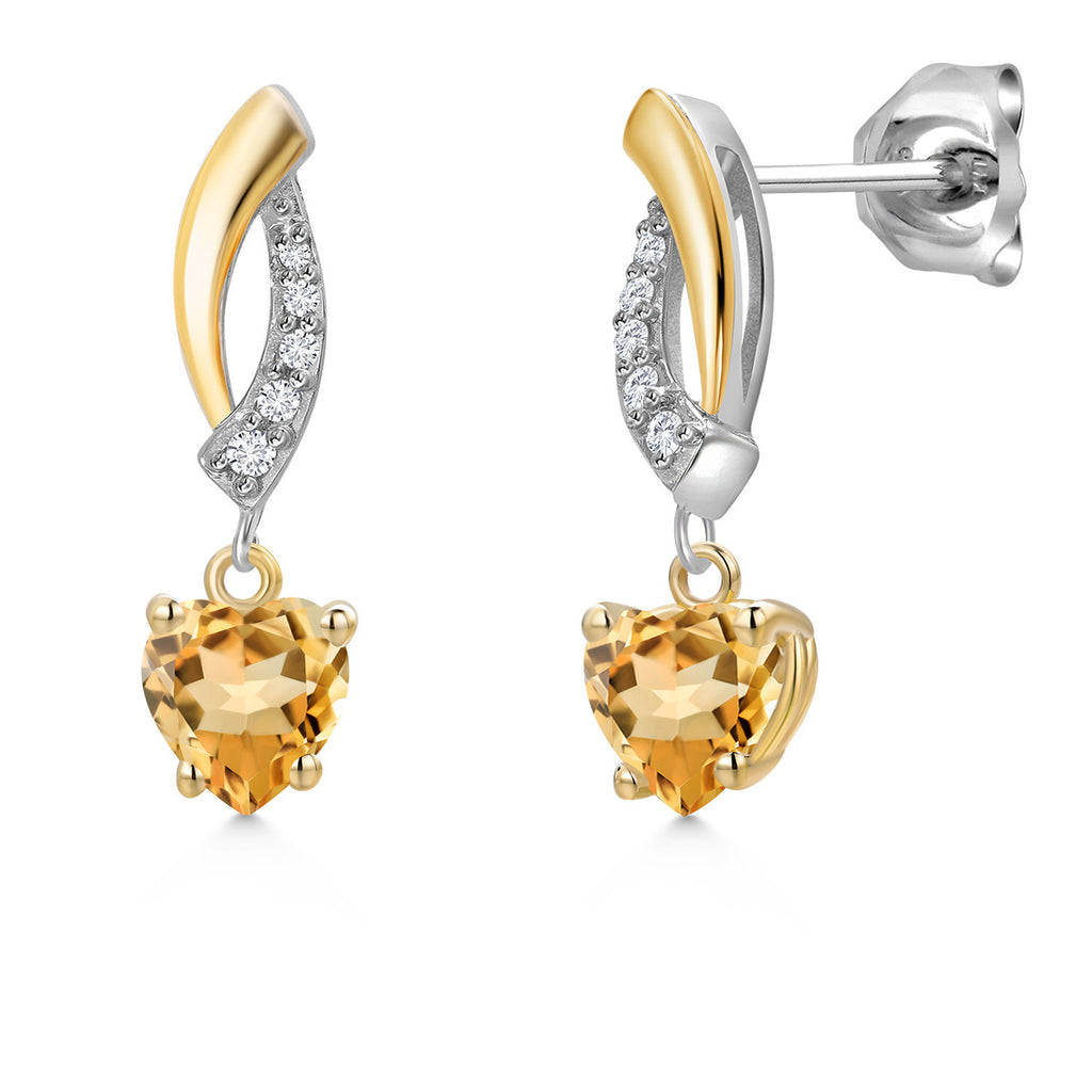 Citrine - November_Earrings in 925 Sterling Silver and 10K Yellow Gold