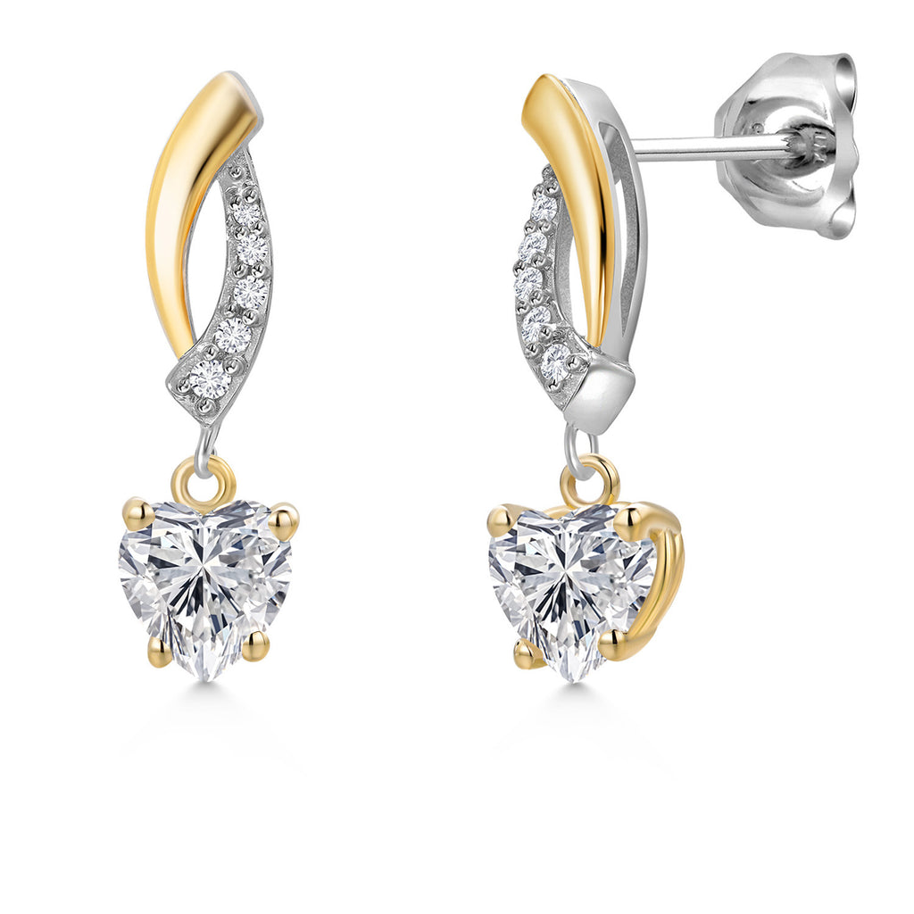 White Lab Grown Diamond - April_Earrings in 925 Sterling Silver and 10K Yellow Gold
