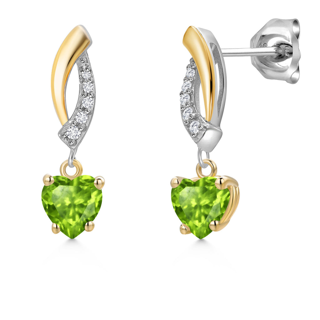 Peridot - August_Earrings in 925 Sterling Silver and 10K Yellow Gold