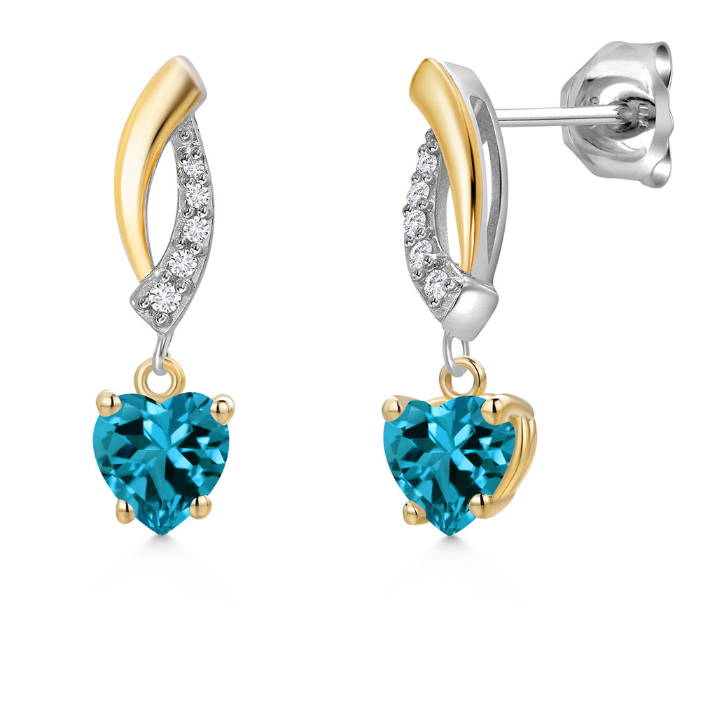 London Blue Topaz - November_Earrings in 925 Sterling Silver and 10K Yellow Gold