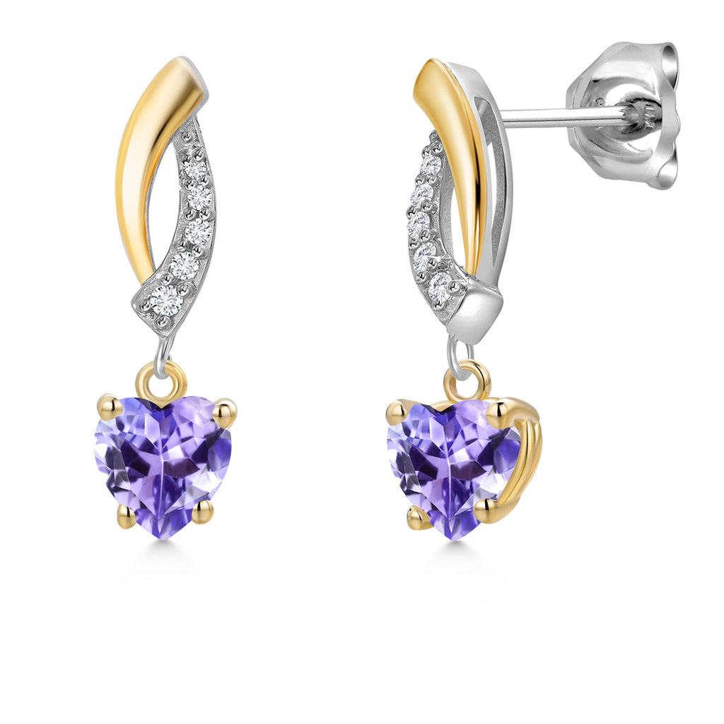 Tanzanite - December_Earrings in 925 Sterling Silver and 10K Yellow Gold