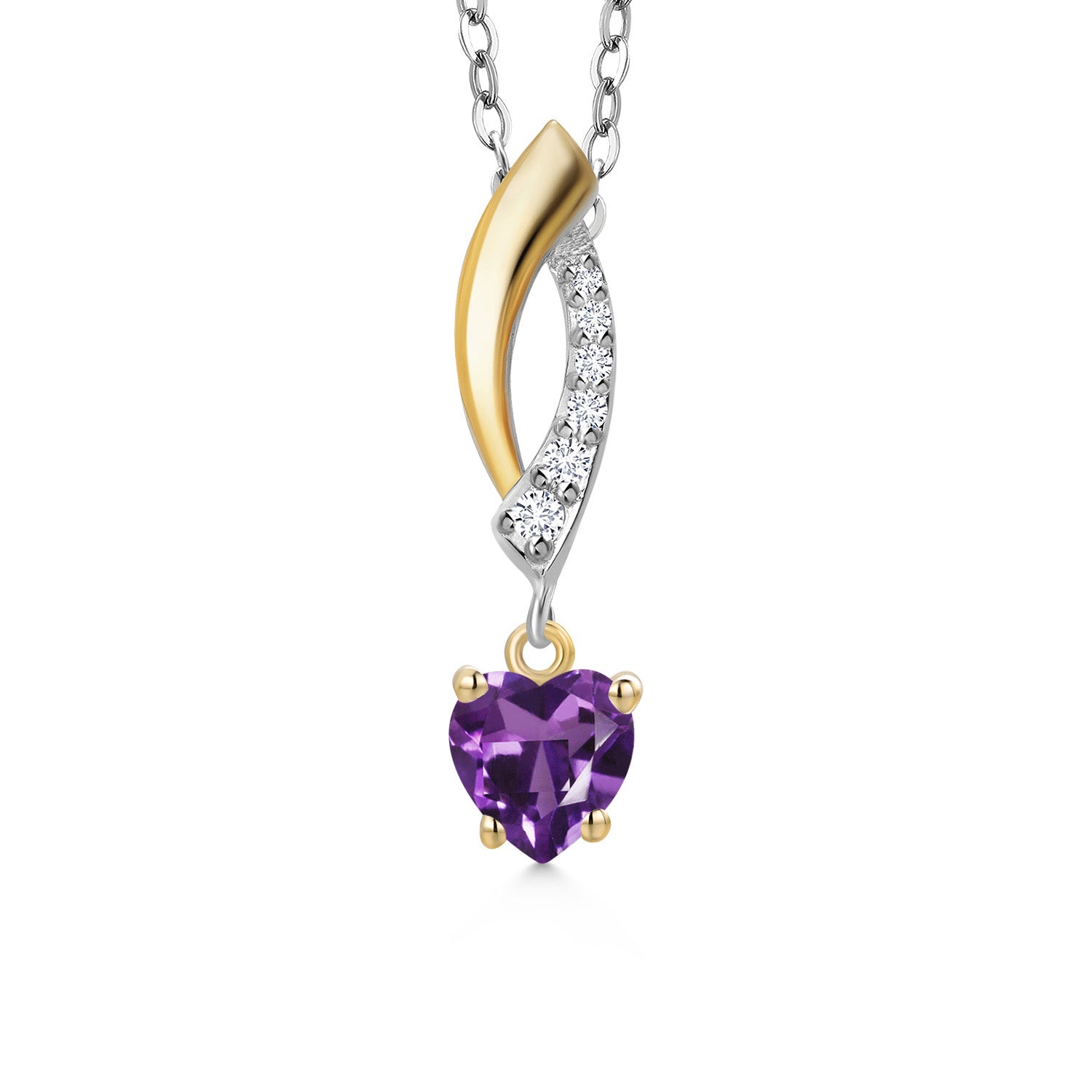 Amethyst - February_Pendant in 925 Sterling Silver and 10K Yellow Gold