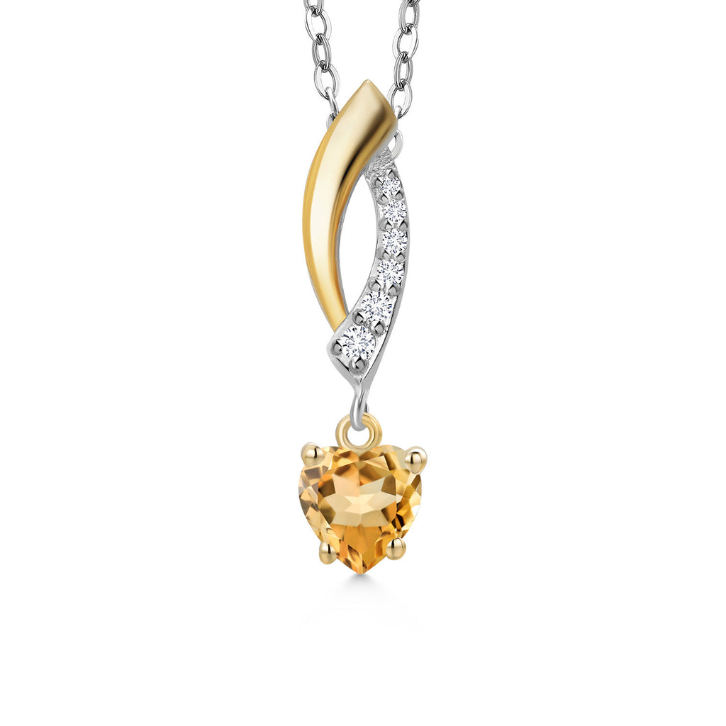 Citrine - November_Pendant in 925 Sterling Silver and 10K Yellow Gold