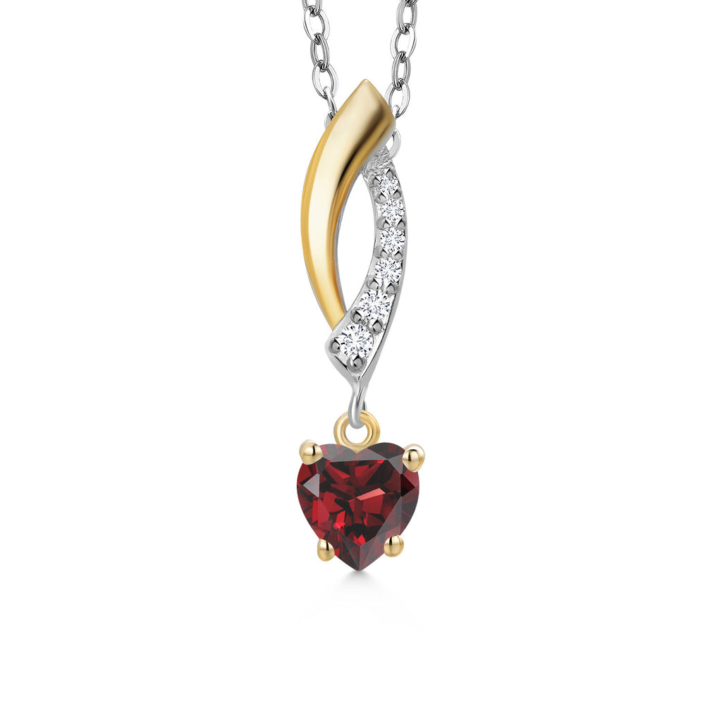 Garnet - January_Pendant in 925 Sterling Silver and 10K Yellow Gold