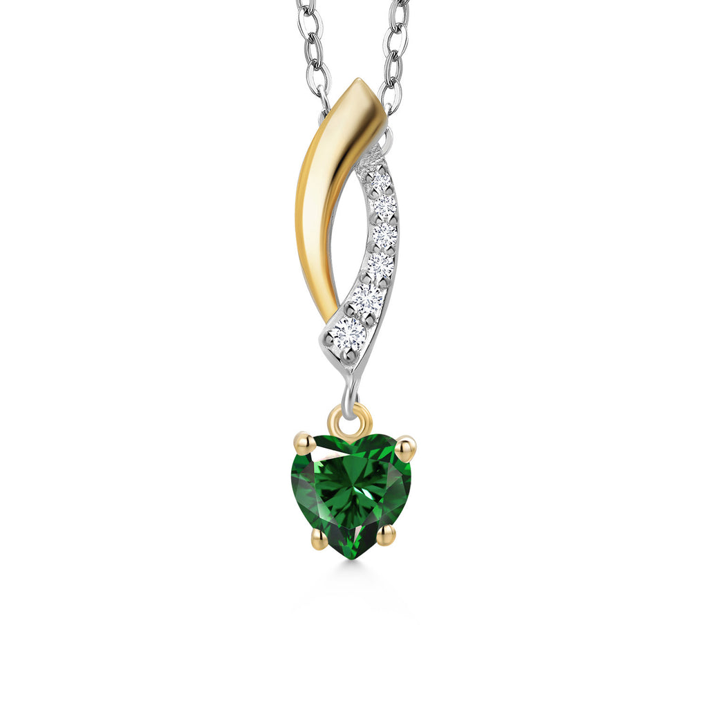 Nano Emerald - May_Pendant in 925 Sterling Silver and 10K Yellow Gold
