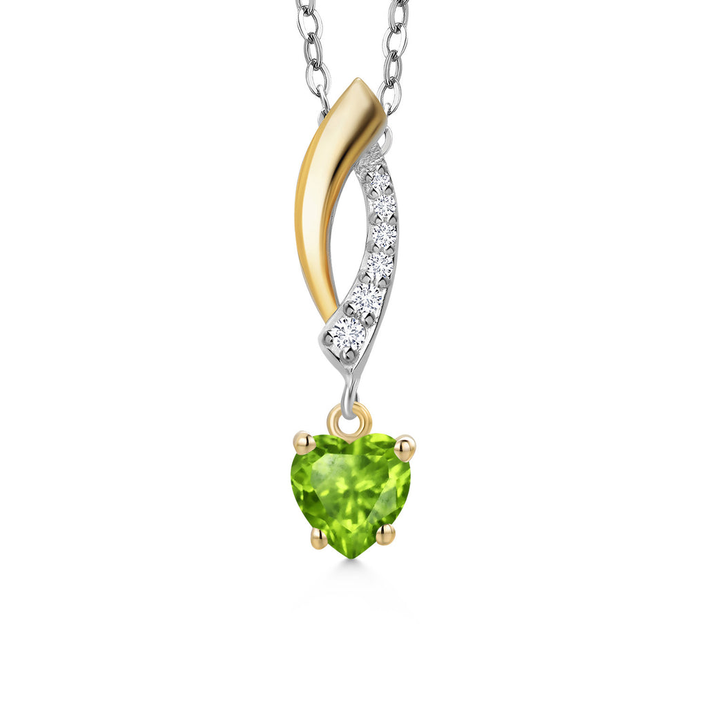 Peridot - August_Pendant in 925 Sterling Silver and 10K Yellow Gold