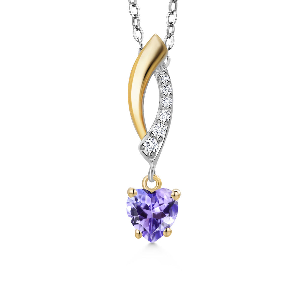 Tanzanite - December_Pendant in 925 Sterling Silver and 10K Yellow Gold