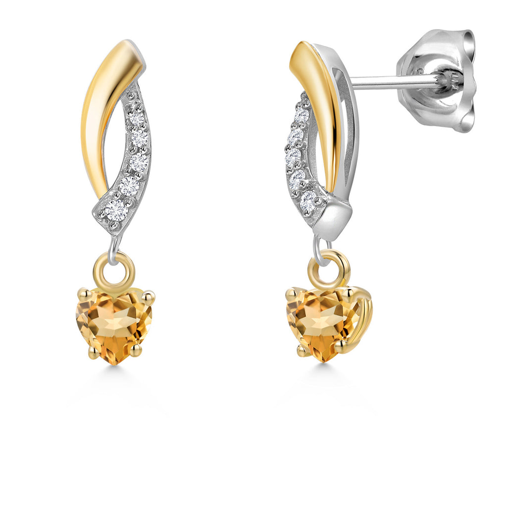 Citrine - November_Earrings in 925 Sterling Silver and 10K Yellow Gold