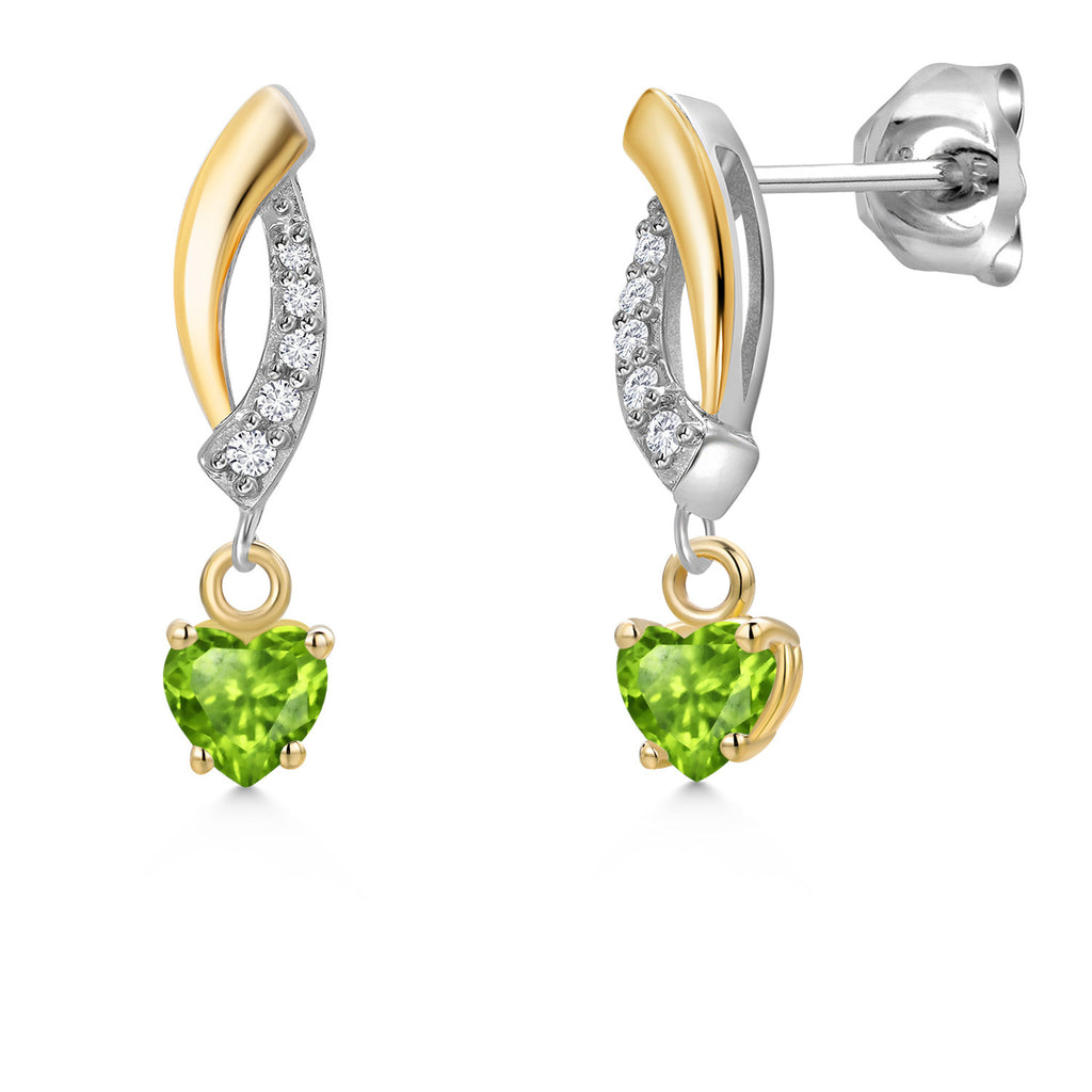 Peridot - August_Earrings in 925 Sterling Silver and 10K Yellow Gold