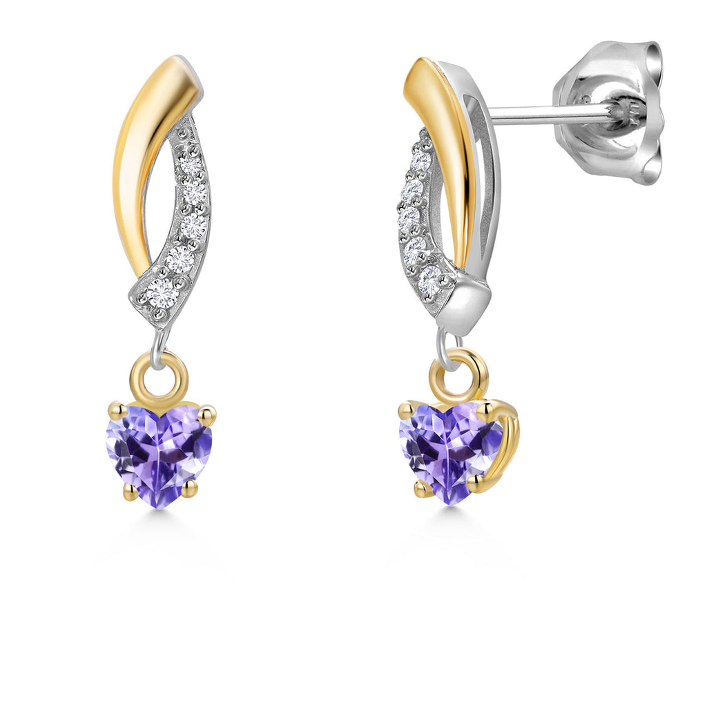 Tanzanite - December_Earrings in 925 Sterling Silver and 10K Yellow Gold
