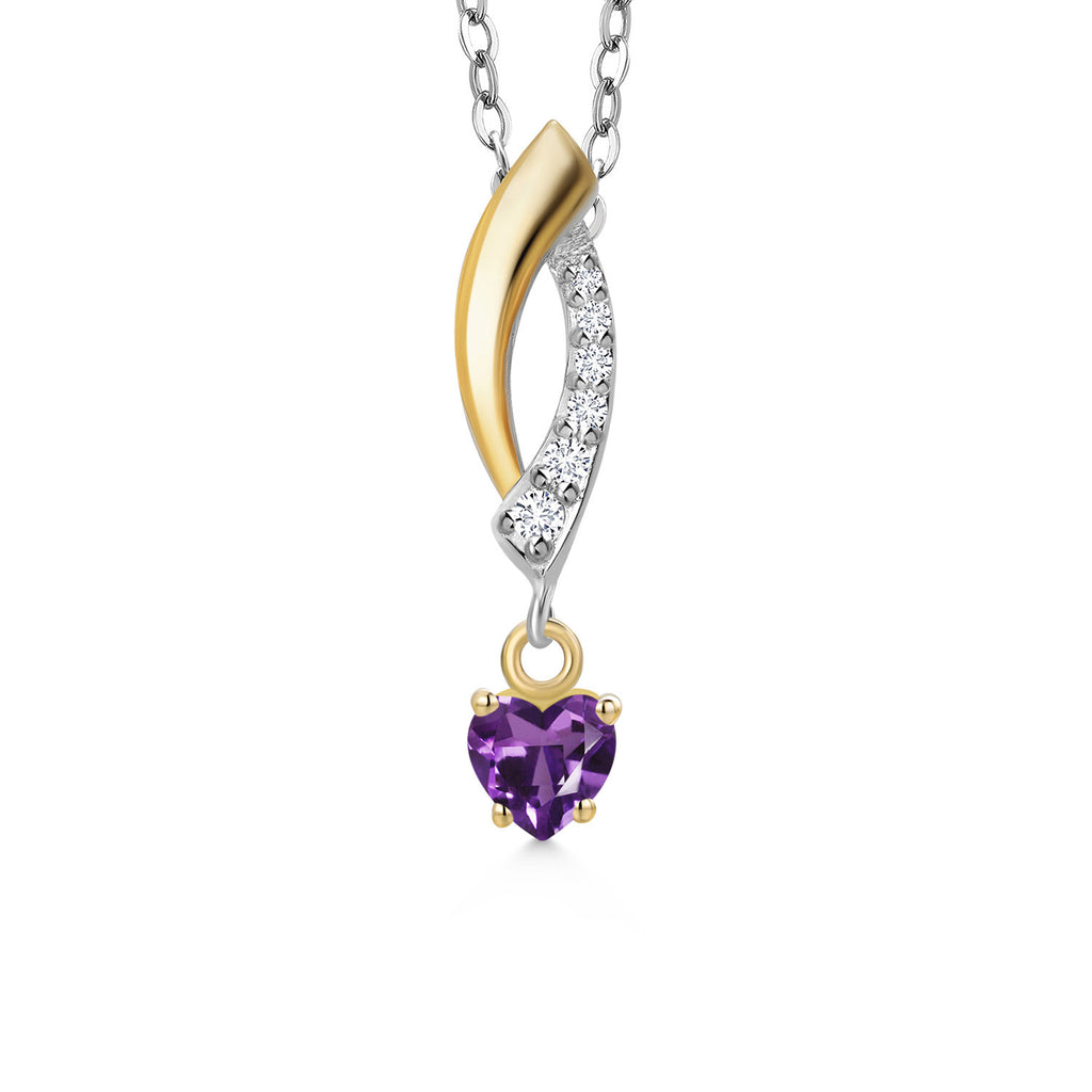 Amethyst - February_Pendant in 925 Sterling Silver and 10K Yellow Gold