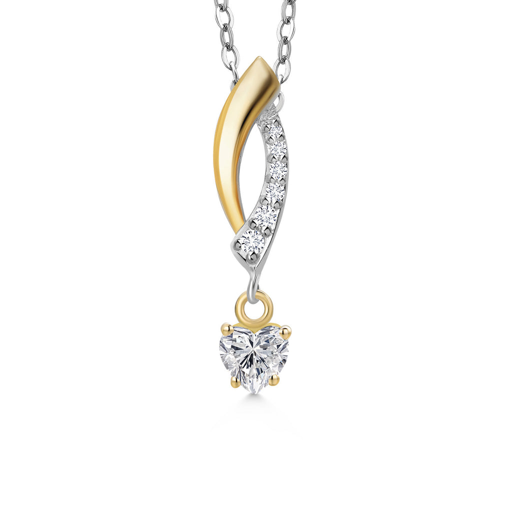 White Lab Grown Diamond - April_Pendant in 925 Sterling Silver and 10K Yellow Gold