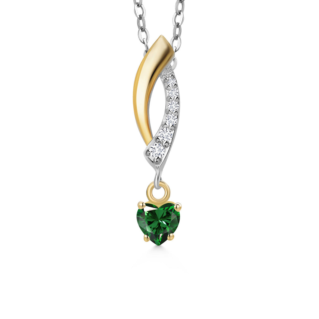 Nano Emerald - May_Pendant in 925 Sterling Silver and 10K Yellow Gold