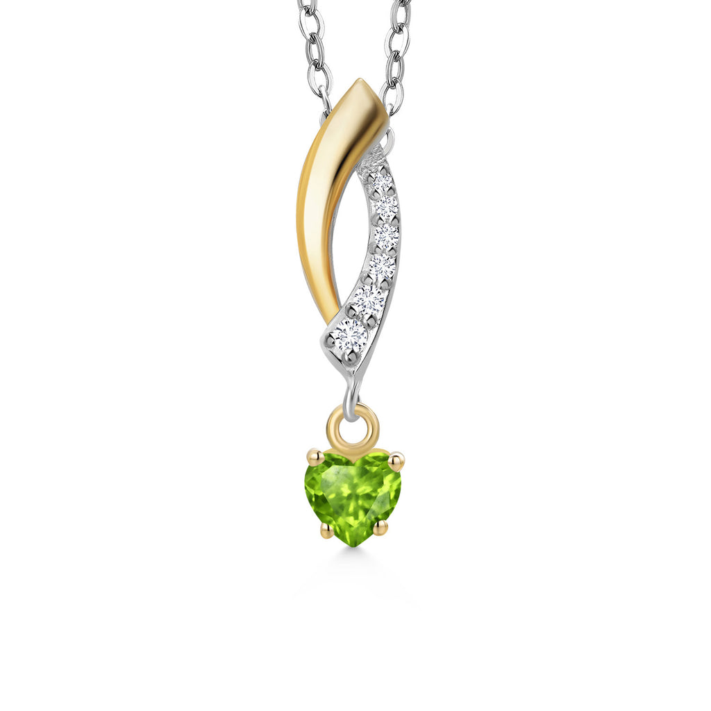 Peridot - August_Pendant in 925 Sterling Silver and 10K Yellow Gold
