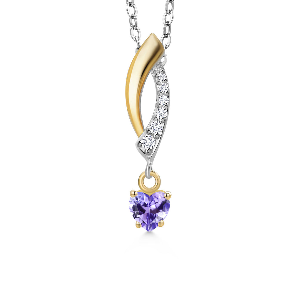 Tanzanite - December_Pendant in 925 Sterling Silver and 10K Yellow Gold