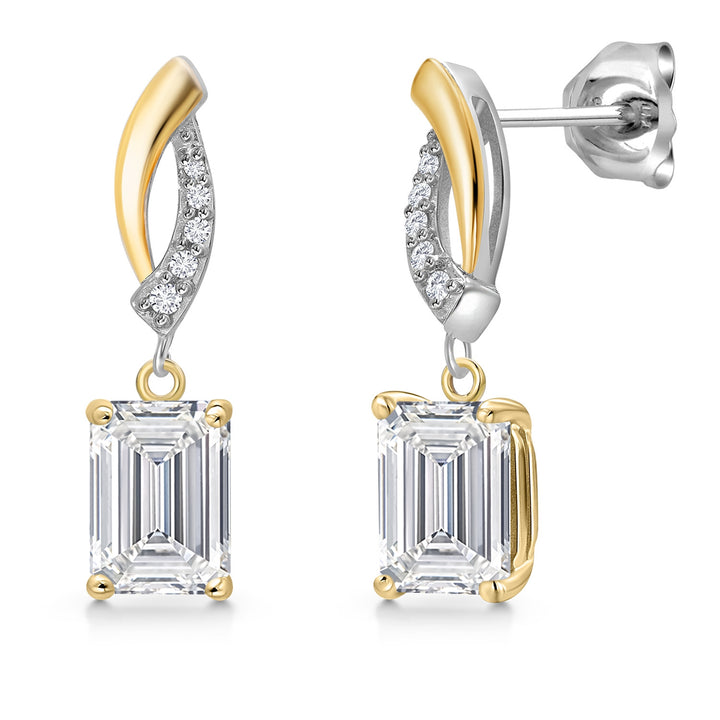 3.1 Cttw_Earrings in 925 Sterling Silver and 10K Yellow Gold